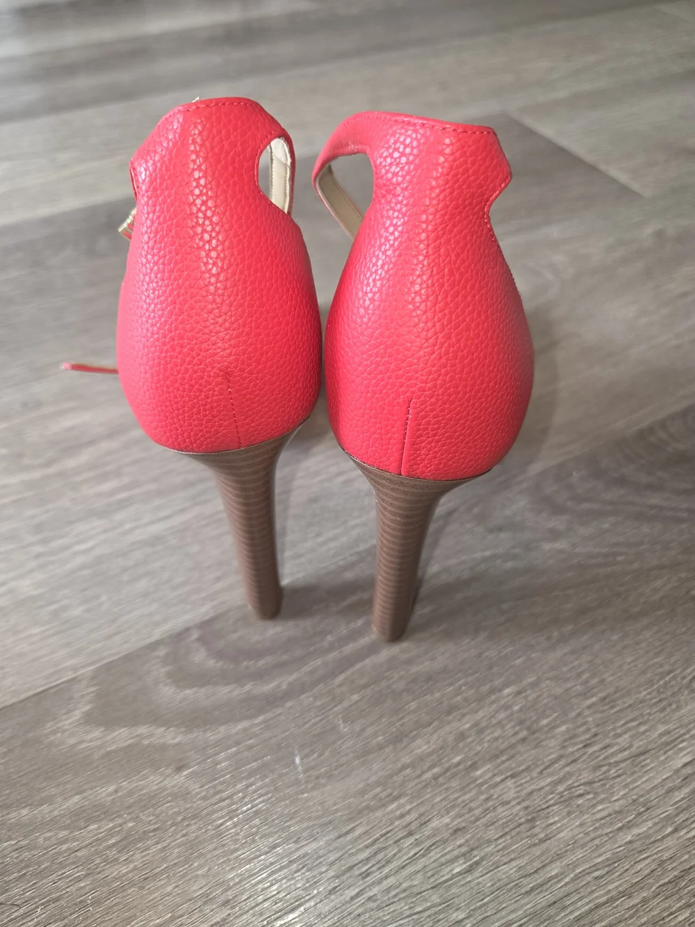 Michael Kors Coral-Red Studded Ankle-Strap Heels